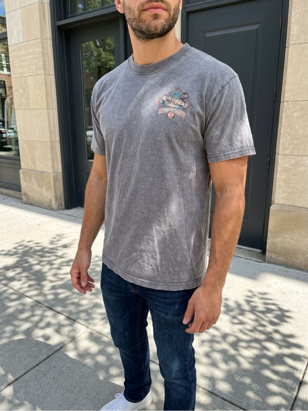 Old Row Men's Washed Gray Short Sleeve Graphic Tee